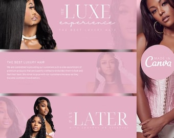 Hair Website Canva Banners: Editable Shopify Theme Instant Download