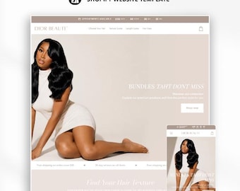 Luxury Hair Extension Shopify Template | One-Page Sales Store (Digital Download)