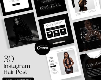 30 Hair website Instagram Post,  Canva Instagram Hair Post, Hair Salon Post, Instagram Beauty Post, Instant Download