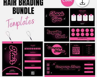 Plantilla de etiqueta para extensiones de cabello: Tarjeta de agradecimiento y fidelidad (Plantilla de Canva)