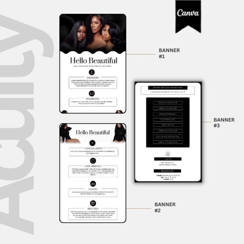 Acuity Hair Stylist Booking Website Template: Editable Canva Design (Instant Download) image 3