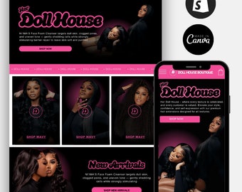 Shopify Hair Website Theme: Editable Canva Banners