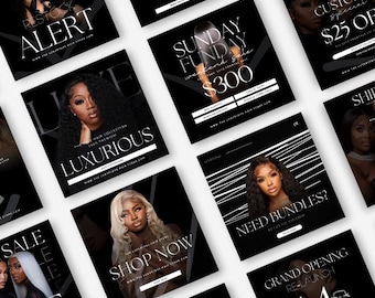 70 Hair Instagram Post Templates: Hair Marketing Flyers (Canva, Instant Download)