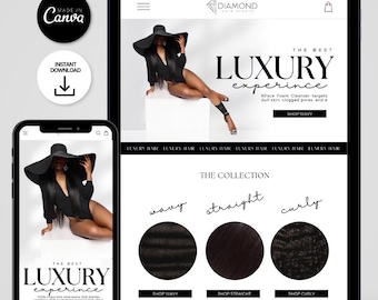 Shopify Website Template, Canva  Design Web Banners Hair