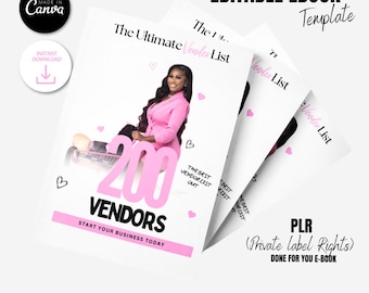 Ebook PLR de 200 vendedores: Cabello, belleza y moda (Plantilla Canva)