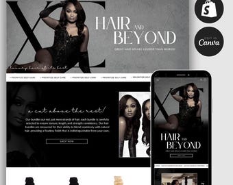 Premade Luxury Shopify Hair Website:  Editable Canva Banners (Instant Download)