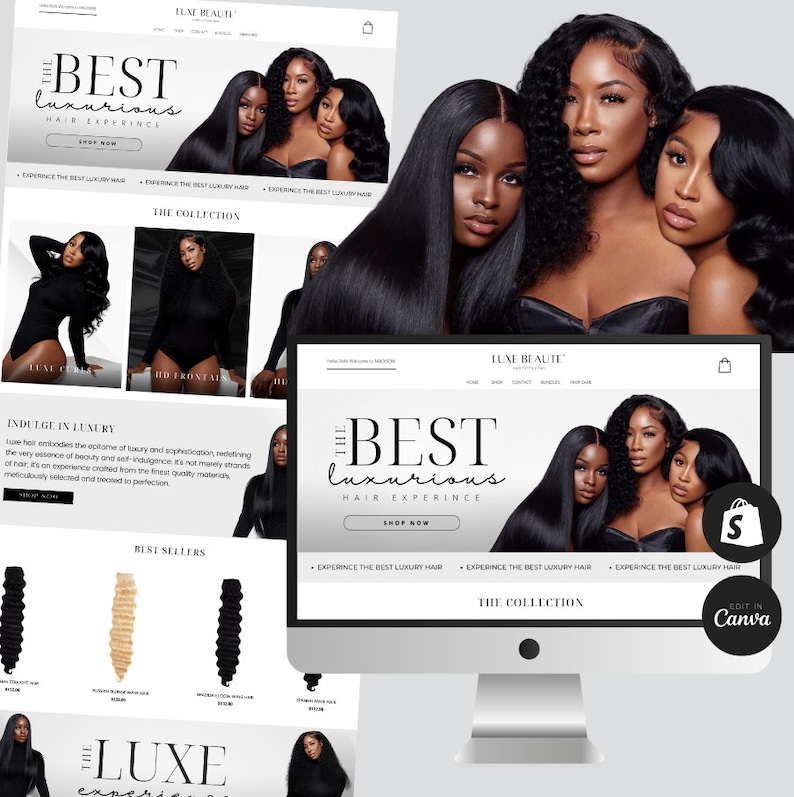 Hair Website Design, Hair Website Template, Shopify Luxury Hair Theme Hair Website Design, Hair Website Template, Shopify Luxury Hair Theme