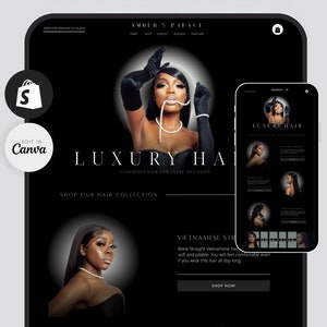 Shopify Hair website, hair website Theme , hair banners, canva hair banners, Luxury hair website template, Shopify template, hair website
