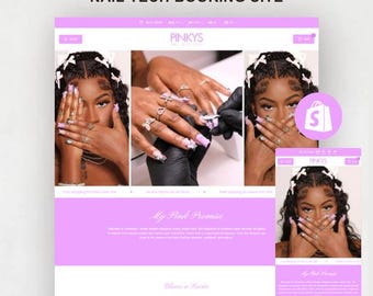 Shopify Nail Tech Booking Website Template, Salon Branding (Digital Download)