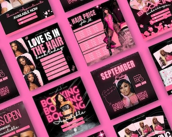70 Hair and Beauty Flyers : Instagram Post Marketing Templates (Canva, Instant Download)