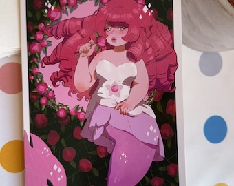 Steven Universe Rose Quartz Mermaid Art Greeting Card