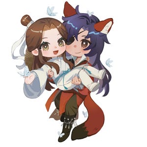 TGCF pearly sticker, MXTX, BL, Danmei, fanart, chibi art , Hua Chen , Xie Lian, Heaven Official’s Blessing,Danmei sticker