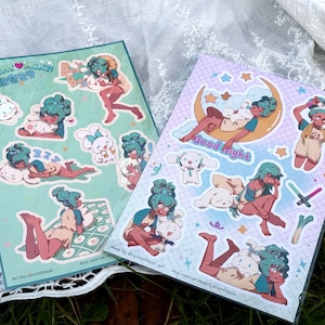 Hatsune Miku Cinnamoroll Sticker Sheet, Chibi Kawaii Stickers