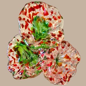 Pink & Red Glass Flower with Green Stem - Sold Individually - Handmade Sculpted Glass