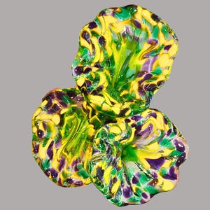Purple, Green, & Yellow Glass Flower with Green Stem  - Sold Individually - Handmade Sculpted Glass