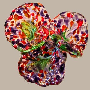 Purple & Red Glass Flower with Green Stem - Sold Individually - Handmade Sculpted Glass