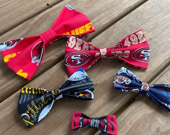 Pet Bow Tie made with football team fabrics