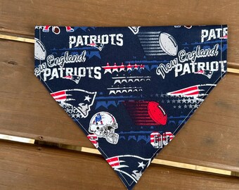 Slip-on Bandana made with licensed New England Patriots fabric
