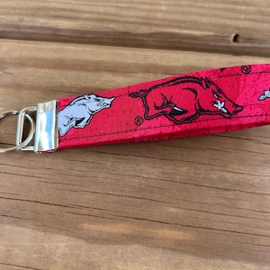 Licensed University of Arkansas fabric -- Key fob
