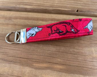 Key fob made from Arkansas fabric