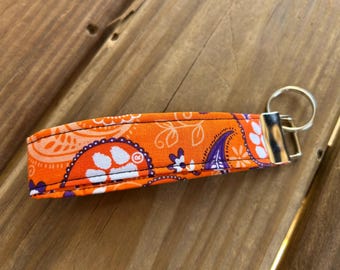 Key fob made with Clemson fabric