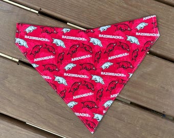 Slip-on Bandana made with licensed University of Arkansas fabric