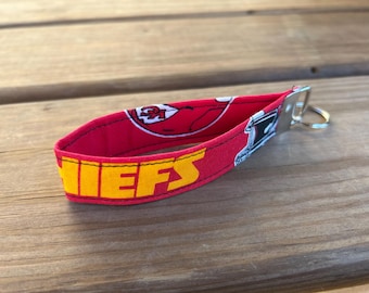 Key fob made from licensed KC Chiefs fabric