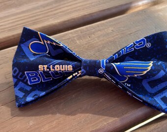 Pet Bow Tie made with hockey-themed fabric