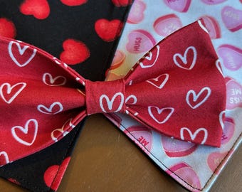 Pet Bow Tie made with Valentine-themed fabric