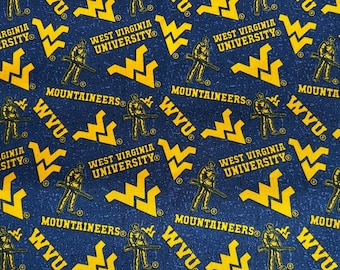 Slip-on Bandana made with licensed West Virginia University fabric