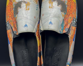 Icon Gustav Klimt Art Loafers – Lady in Gold Wearable Art Shoes
