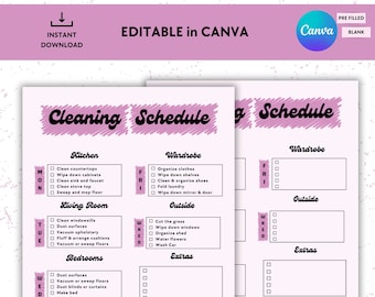 Weekly Cleaning Schedule Floral Theme Printable - Etsy
