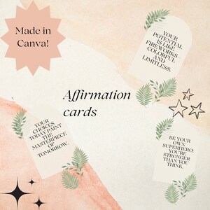 50 Empowering Motivational Affirmations Deck, Positive Printable Gift