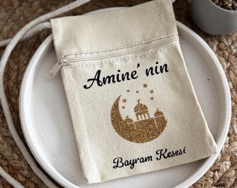 Bolsa de cuello Eid personalizada para niños | Billetera personalizada | Bayram Kesesi | Bolso Bayram | Ramadán | Kurban