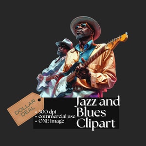 Clipart jazz et blues - musique graphique blues concert musicien Image hommes noirs chant PNG guitare électrique chansons old school mélodie Motown