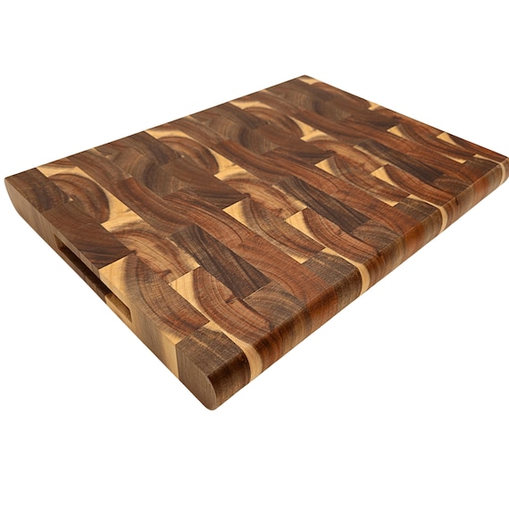 Großes Stirnholz Schneidebrett Akazienholz Handarbeit 40 cm x 30 cm x 4 cm 2800gr Geschenk
