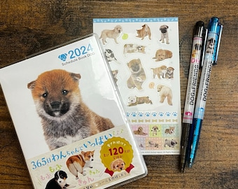2024 Cute Dogs Schedule Book Set with Sticker Sheet and Pens