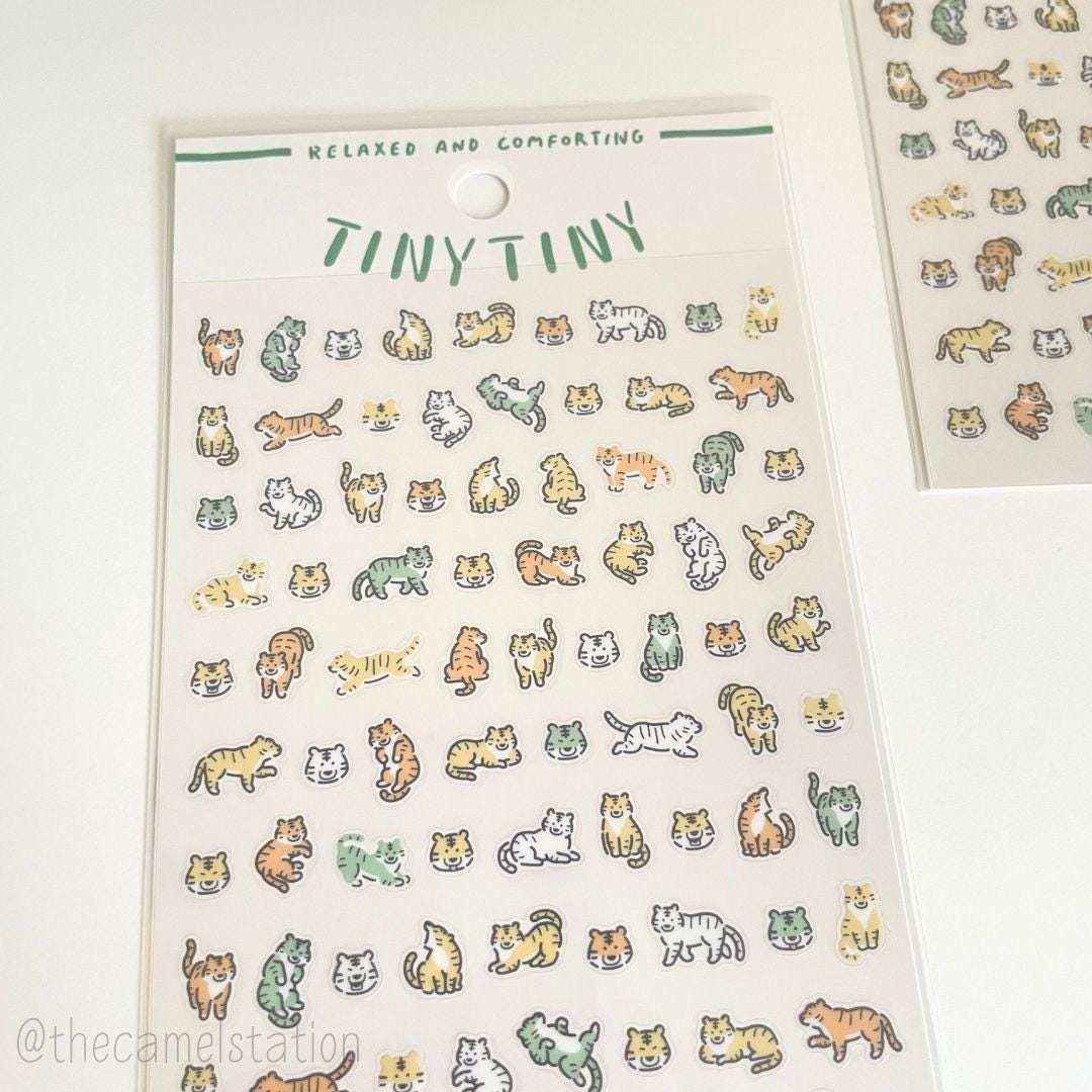 Mind Wave Transparent PET Sticker Sheet | Tiny Tiny | Tiger
