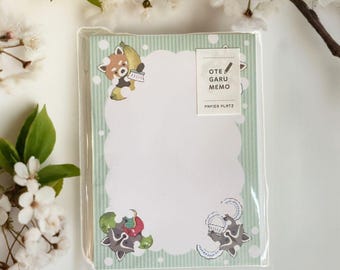 Papier Platz x MILINA | Otegaru Memo Pad | Love Washing | Raccoon & Red Pandas | 50 Sheets | 4 Design