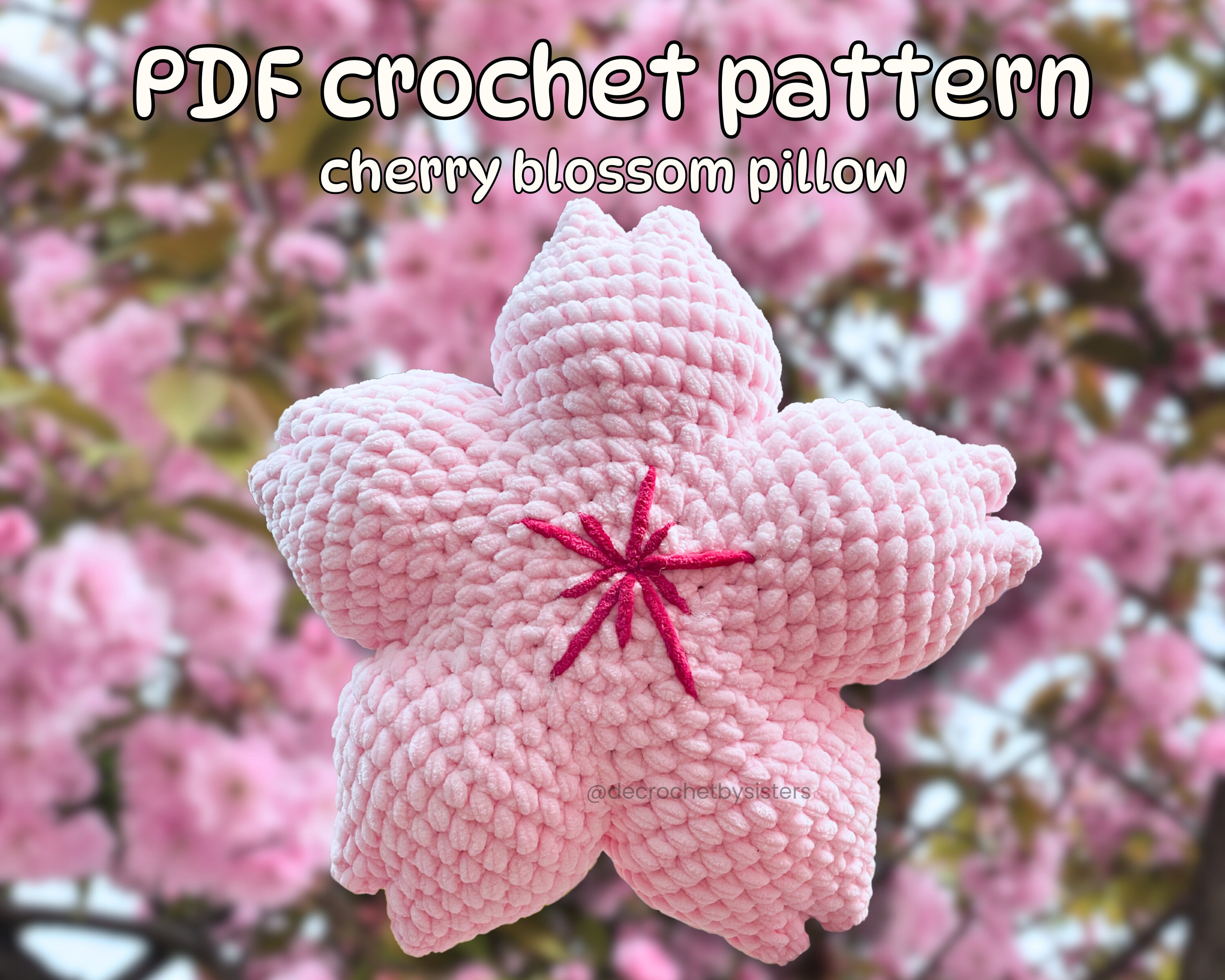 ⑥x312x2⑦x2④⑧⑨11 さくらもち　 クマ型デザイン　Type-C Crochet Cherry Blossom Pillow Pattern: Amigurumi Sakura (PDF