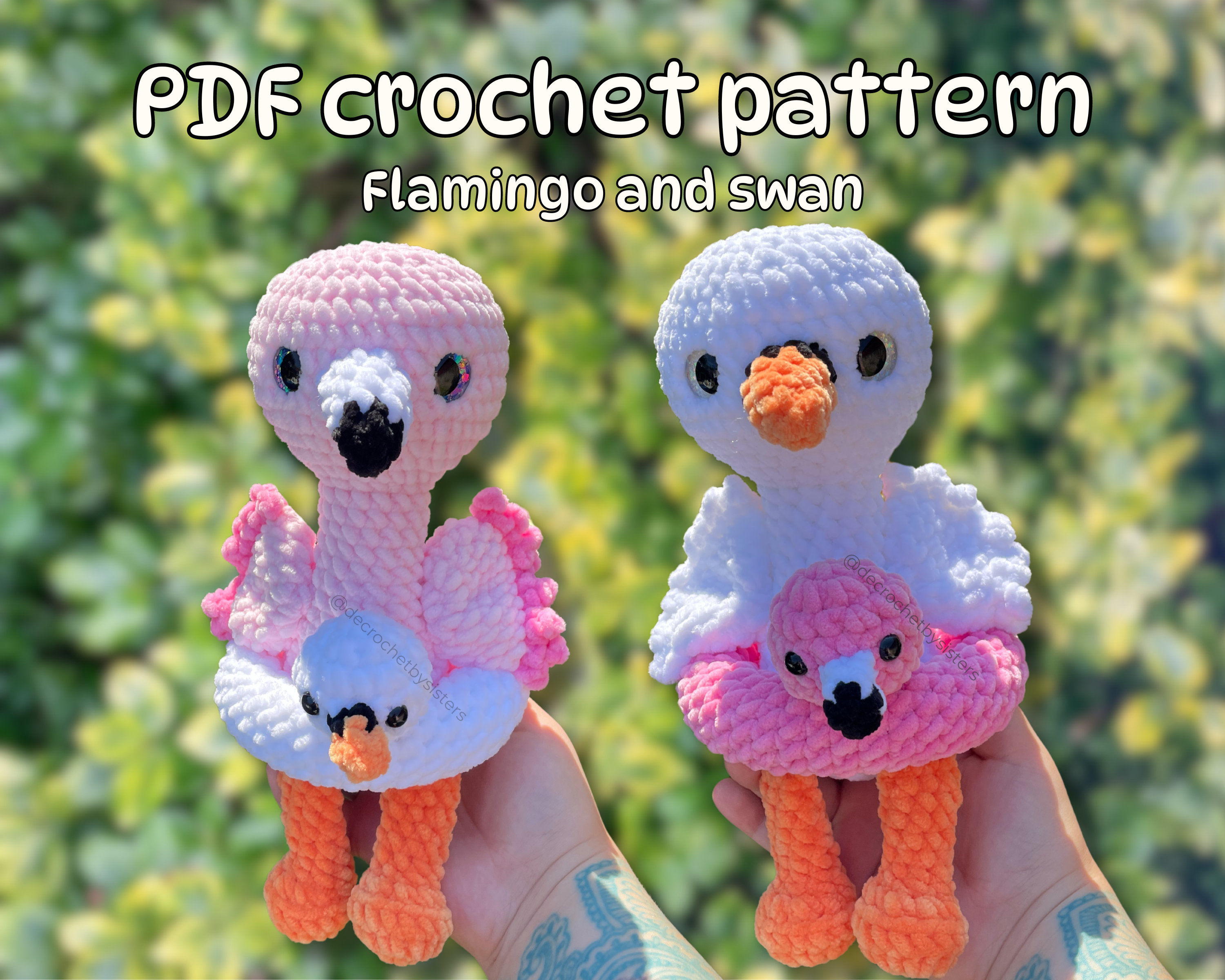 38 Flamingo Crochet Patterns to Add Tropical Charm to Your Handmade Collection 13 Crochet Flamingo and Swan Plushie Pattern: Amigurumi Toy
