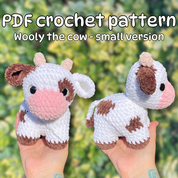 Patrón de crochet de vaca lanuda: mini peluche (patrón PDF)