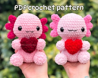 Valentine Axolotl Crochet Plushie Pattern: DIY Love Gift (PDF Pattern)