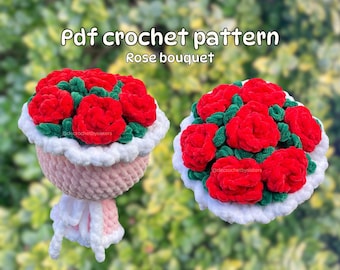 Valentine's Day Rose Bouquet Crochet Pattern: Plushie Gift (Digital Pattern)