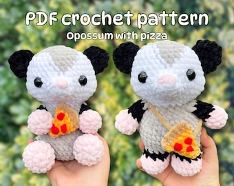 Crochet Pizza Opossum Plushie Pattern: Amigurumi Toy (PDF Pattern)