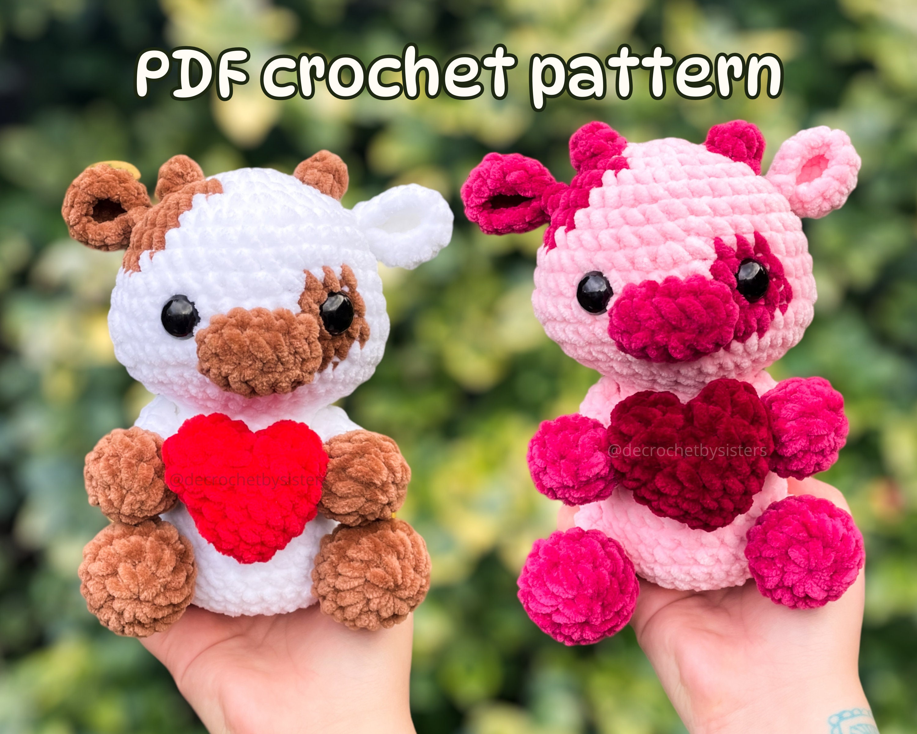 23 Adorable Cow Plush Crochet Patterns for Farmhouse Decor, Gifts, and Cozy Displays 1 Valentine Cow Plushie Crochet Pattern: Heart Gift