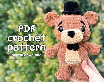 PDF Bear Plushie Crochet Pattern, handmade gift, digital pattern, amigurumi pattern Bear with hat plush toy