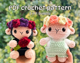 Crochet Baby Lamb Amigurumi Pattern: Flower Crown Plushie (PDF Pattern)