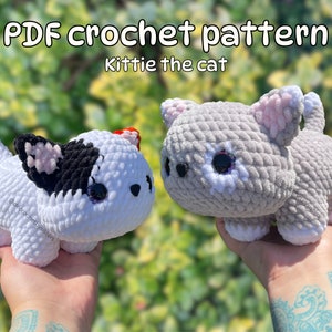 2in1 Crochet chubby cat plushie pattern; Kittie the cat crochet pattern; amigurumi cute cat toy, Intermediate level crochet pattern
