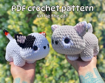 2in1 Crochet chubby cat plushie pattern; Kittie the cat crochet pattern; amigurumi cute cat toy, Intermediate level crochet pattern